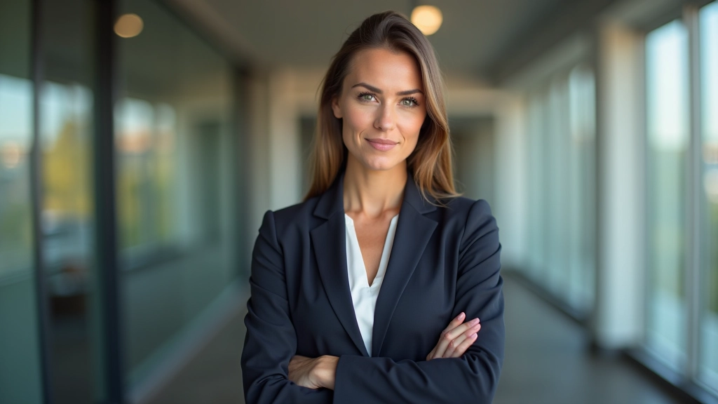 Mulher confiante em ambiente profissional moderno